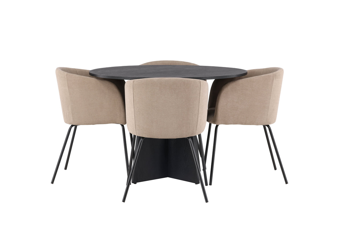 Bootcut Matbord med Berit Stolarna – Bord: ⌀110 Stol: 55x78x55
