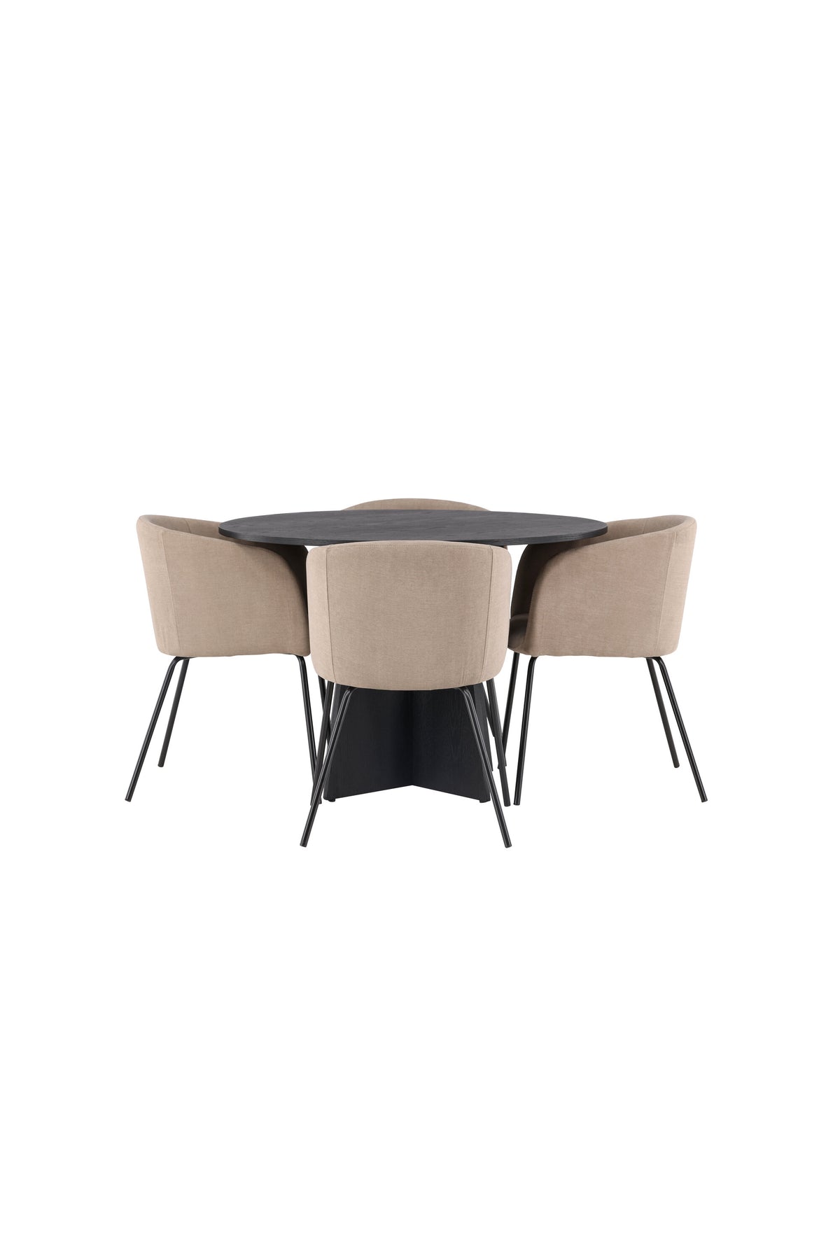 Bootcut Matbord med Berit Stolarna – Bord: ⌀110 Stol: 55x78x55
