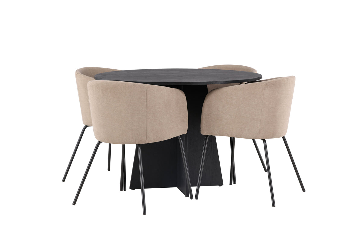 Bootcut Matbord med Berit Stolarna – Bord: ⌀110 Stol: 55x78x55