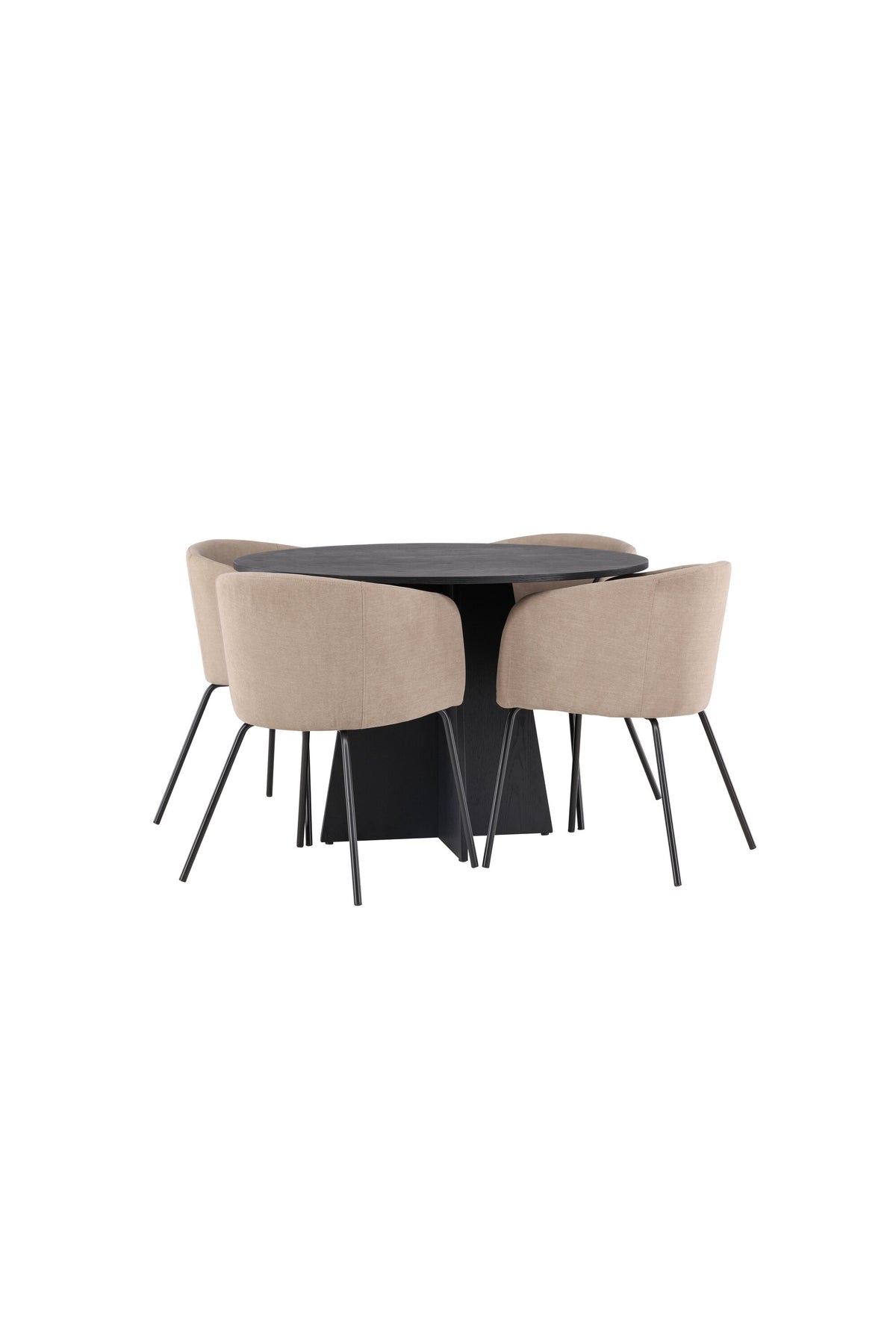 Bootcut Matbord med Berit Stolarna – Bord: ⌀110 Stol: 55x78x55