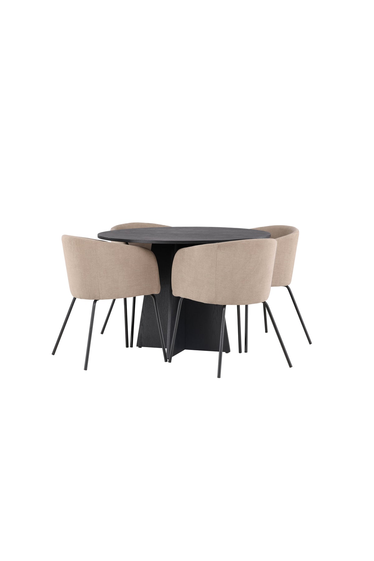 Bootcut Matbord med Berit Stolarna – Bord: ⌀110 Stol: 55x78x55