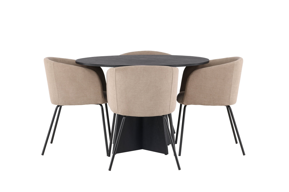 Bootcut Matbord med Berit Stolarna – Bord: ⌀110 Stol: 55x78x55