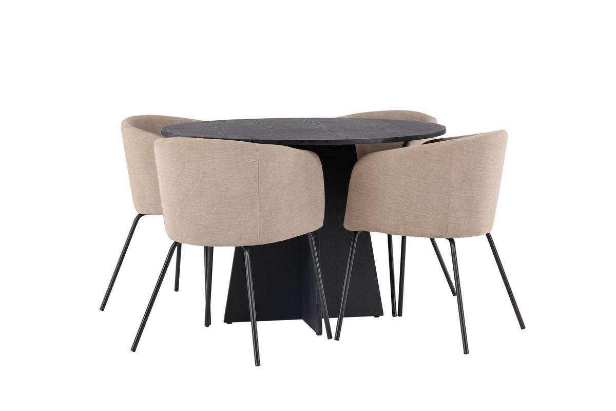 Bootcut Matbord med Berit Stolarna – Bord: ⌀110 Stol: 55x78x55