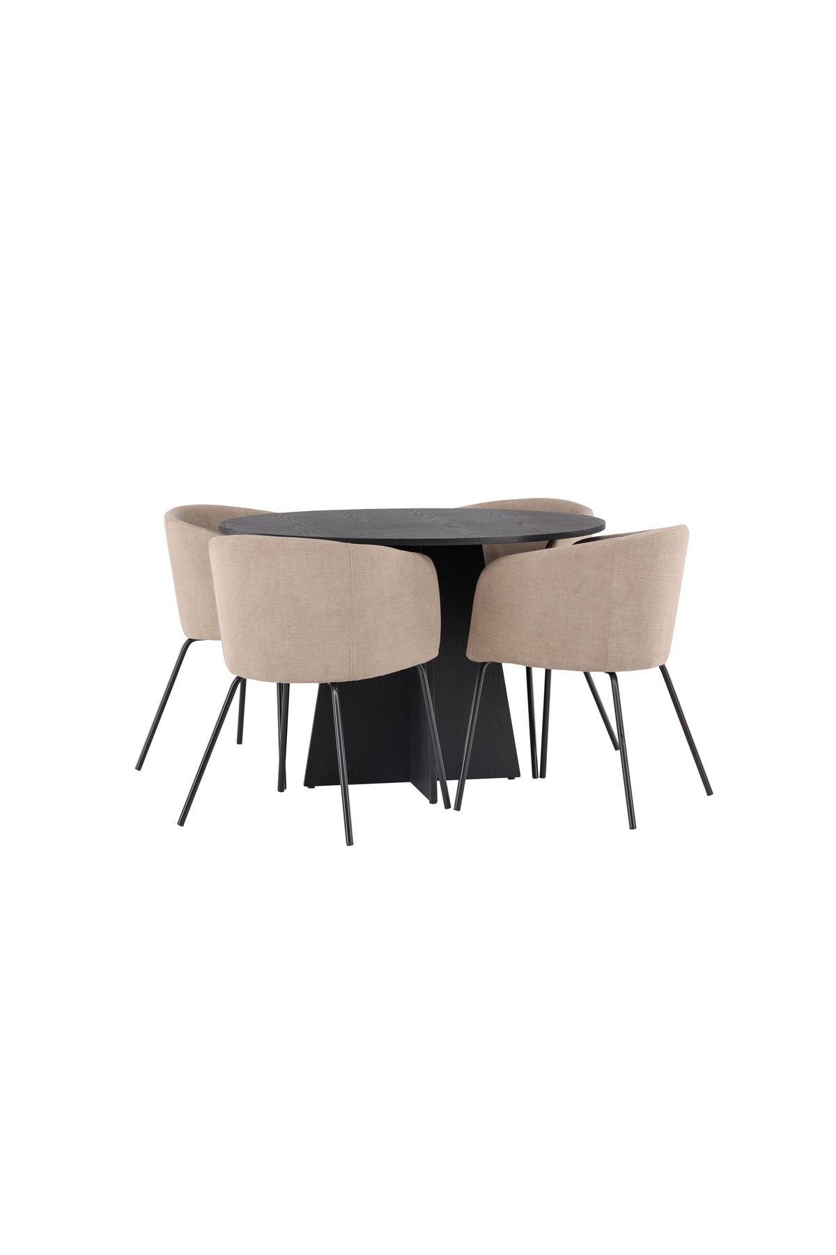 Bootcut Matbord med Berit Stolarna – Bord: ⌀110 Stol: 55x78x55