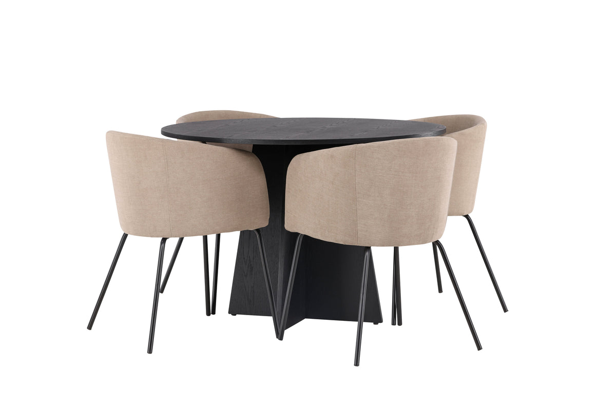 Bootcut Matbord med Berit Stolarna – Bord: ⌀110 Stol: 55x78x55