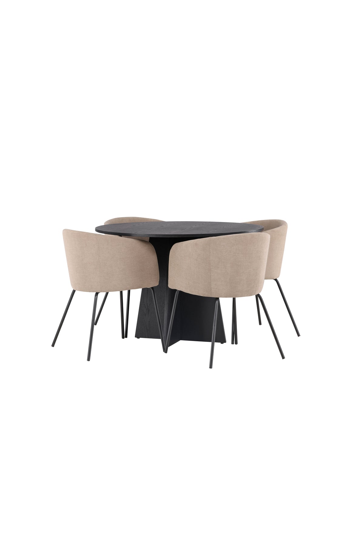 Bootcut Matbord med Berit Stolarna – Bord: ⌀110 Stol: 55x78x55