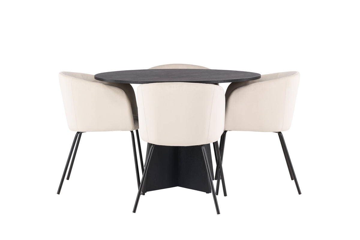Bootcut Matbord med Berit Stolarna – Bord: ⌀110 Stol: 55x78x55