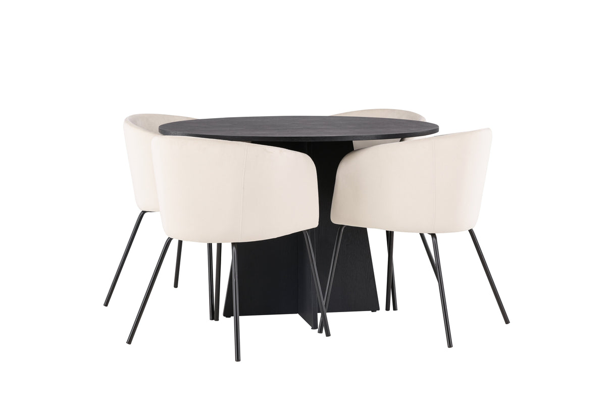 Bootcut Matbord med Berit Stolarna – Bord: ⌀110 Stol: 55x78x55