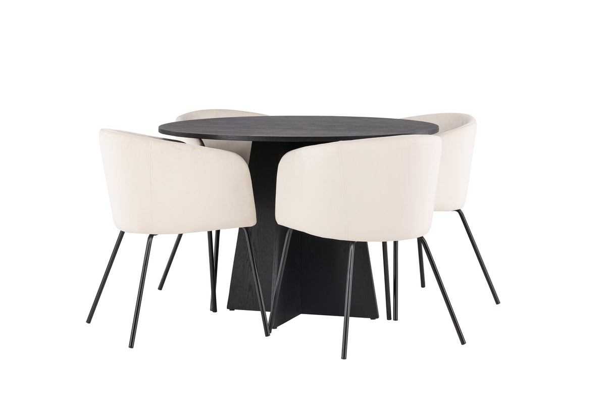 Bootcut Matbord med Berit Stolarna – Bord: ⌀110 Stol: 55x78x55