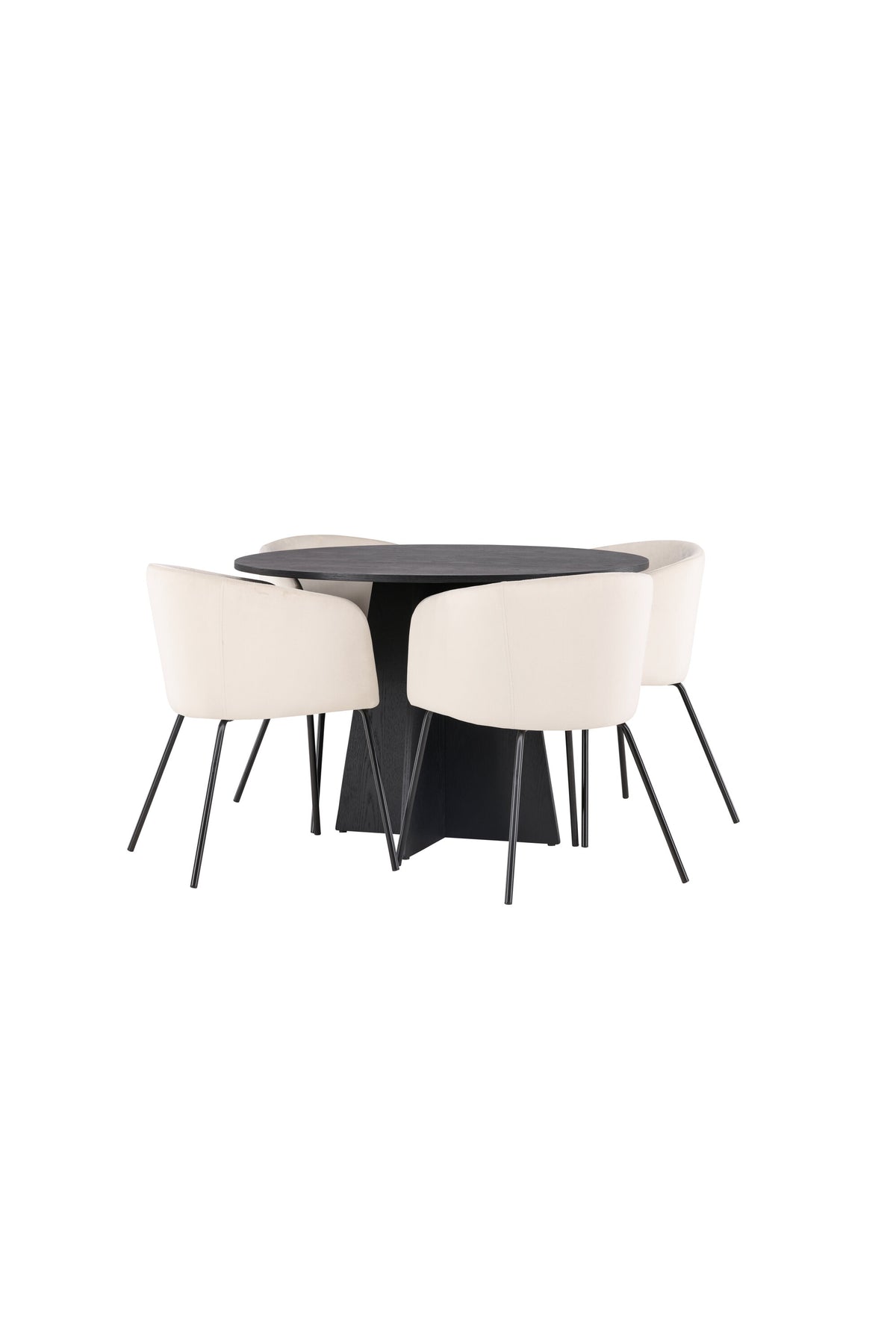 Bootcut Matbord med Berit Stolarna – Bord: ⌀110 Stol: 55x78x55