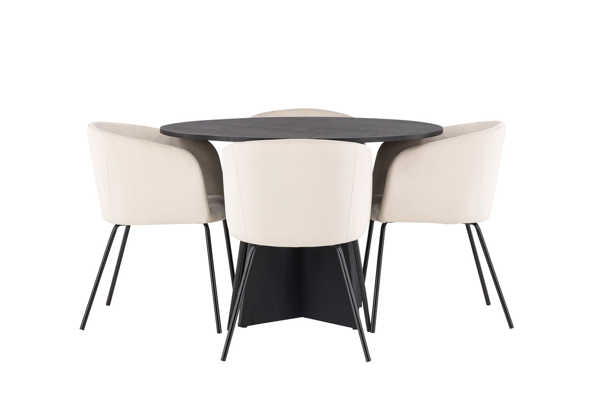Bootcut Matbord med Berit Stolarna – Bord: ⌀110 Stol: 55x78x55