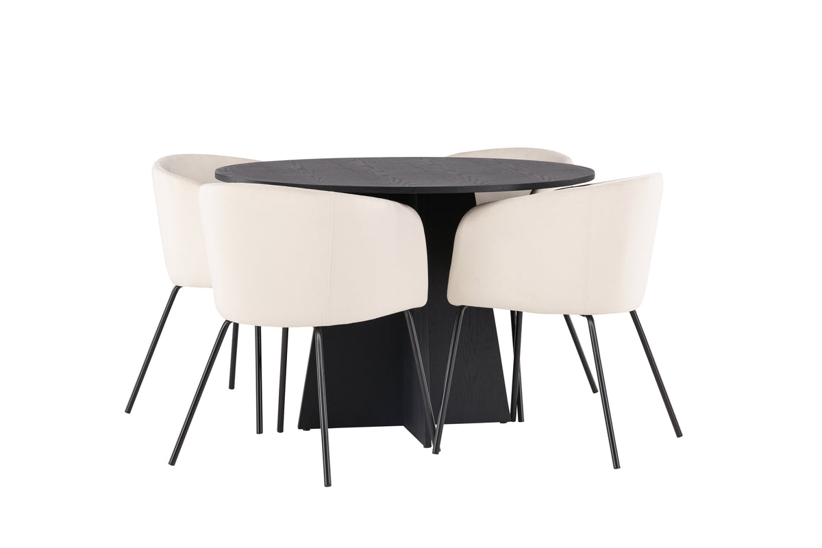 Bootcut Matbord med Berit Stolarna – Bord: ⌀110 Stol: 55x78x55