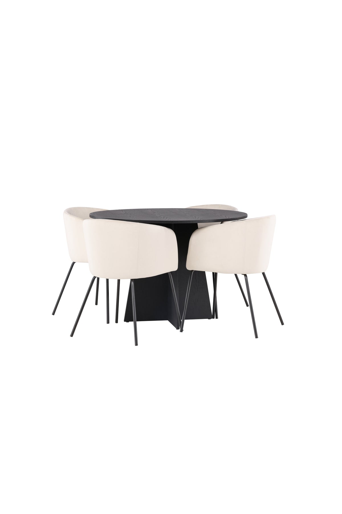 Bootcut Matbord med Berit Stolarna – Bord: ⌀110 Stol: 55x78x55
