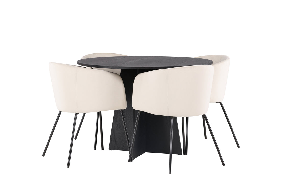 Bootcut Matbord med Berit Stolarna – Bord: ⌀110 Stol: 55x78x55