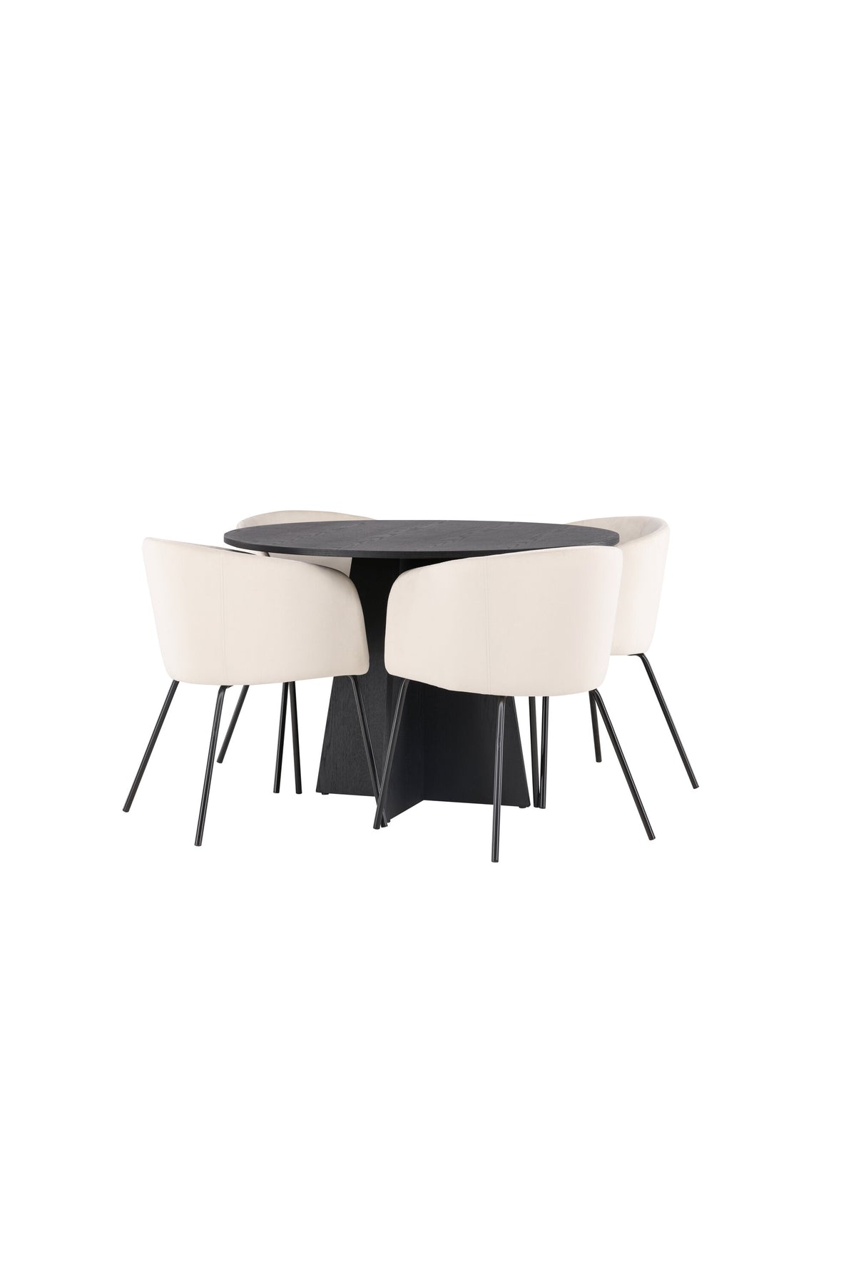 Bootcut Matbord med Berit Stolarna – Bord: ⌀110 Stol: 55x78x55