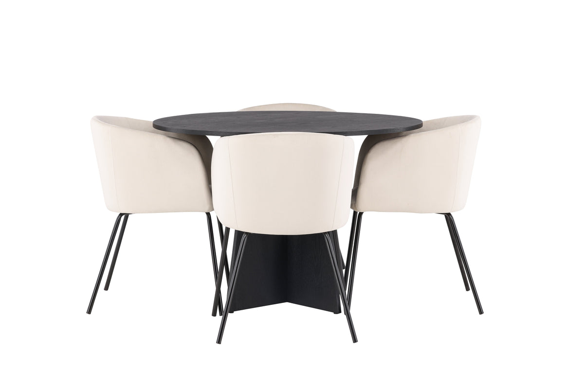 Bootcut Matbord med Berit Stolarna – Bord: ⌀110 Stol: 55x78x55