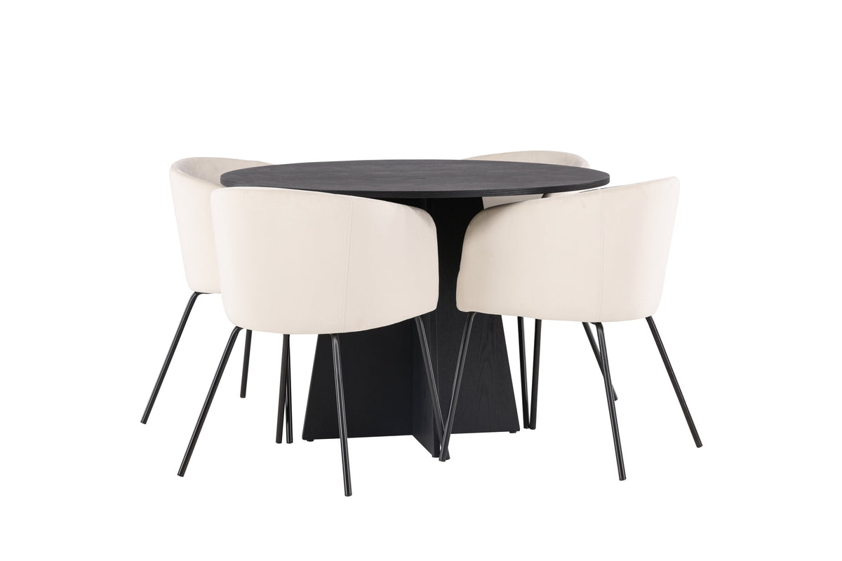Bootcut Matbord med Berit Stolarna – Bord: ⌀110 Stol: 55x78x55