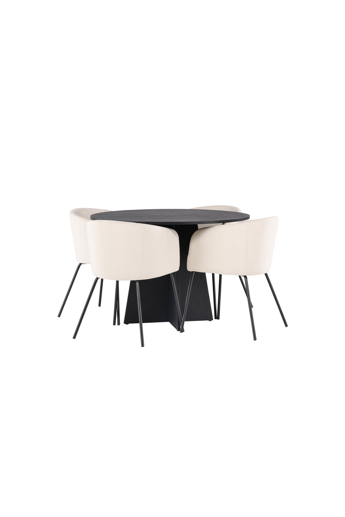 Bootcut Matbord med Berit Stolarna – Bord: ⌀110 Stol: 55x78x55