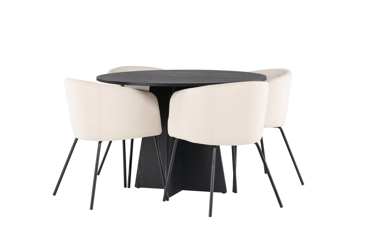 Bootcut Matbord med Berit Stolarna – Bord: ⌀110 Stol: 55x78x55