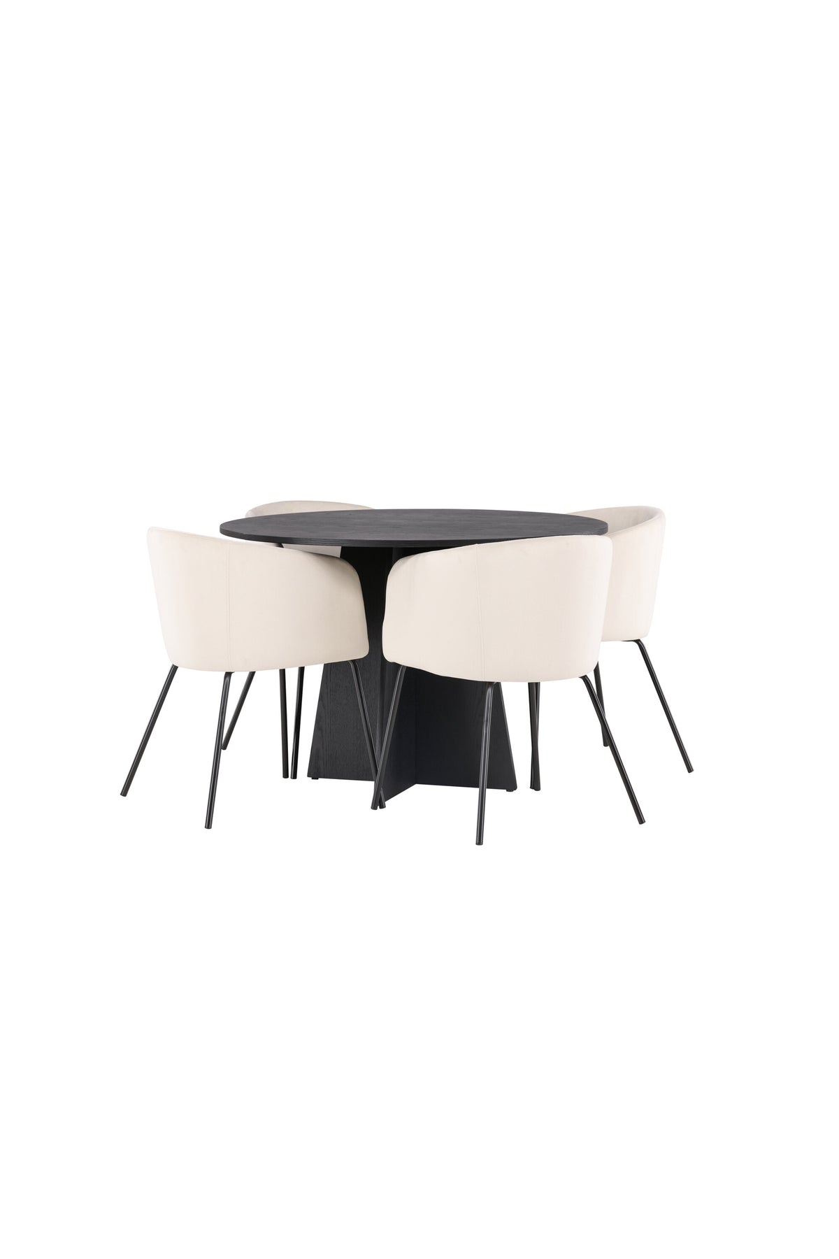 Bootcut Matbord med Berit Stolarna – Bord: ⌀110 Stol: 55x78x55