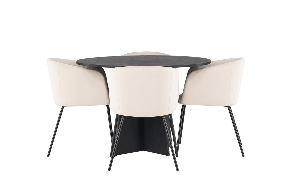 Bootcut Matbord med Berit Stolarna – Bord: ⌀110 Stol: 55x78x55