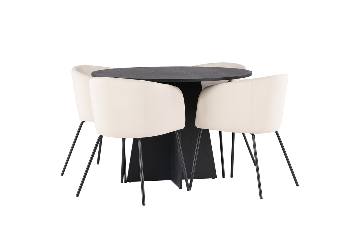 Bootcut Matbord med Berit Stolarna – Bord: ⌀110 Stol: 55x78x55