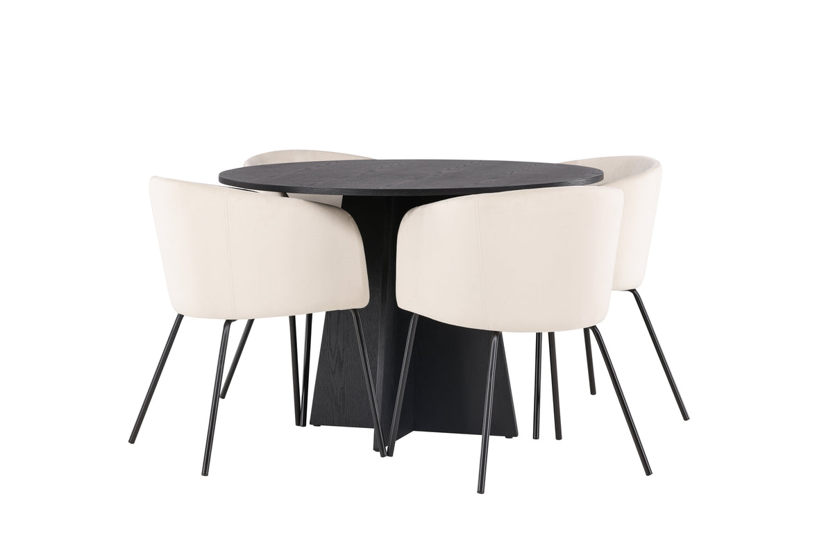 Bootcut Matbord med Berit Stolarna – Bord: ⌀110 Stol: 55x78x55