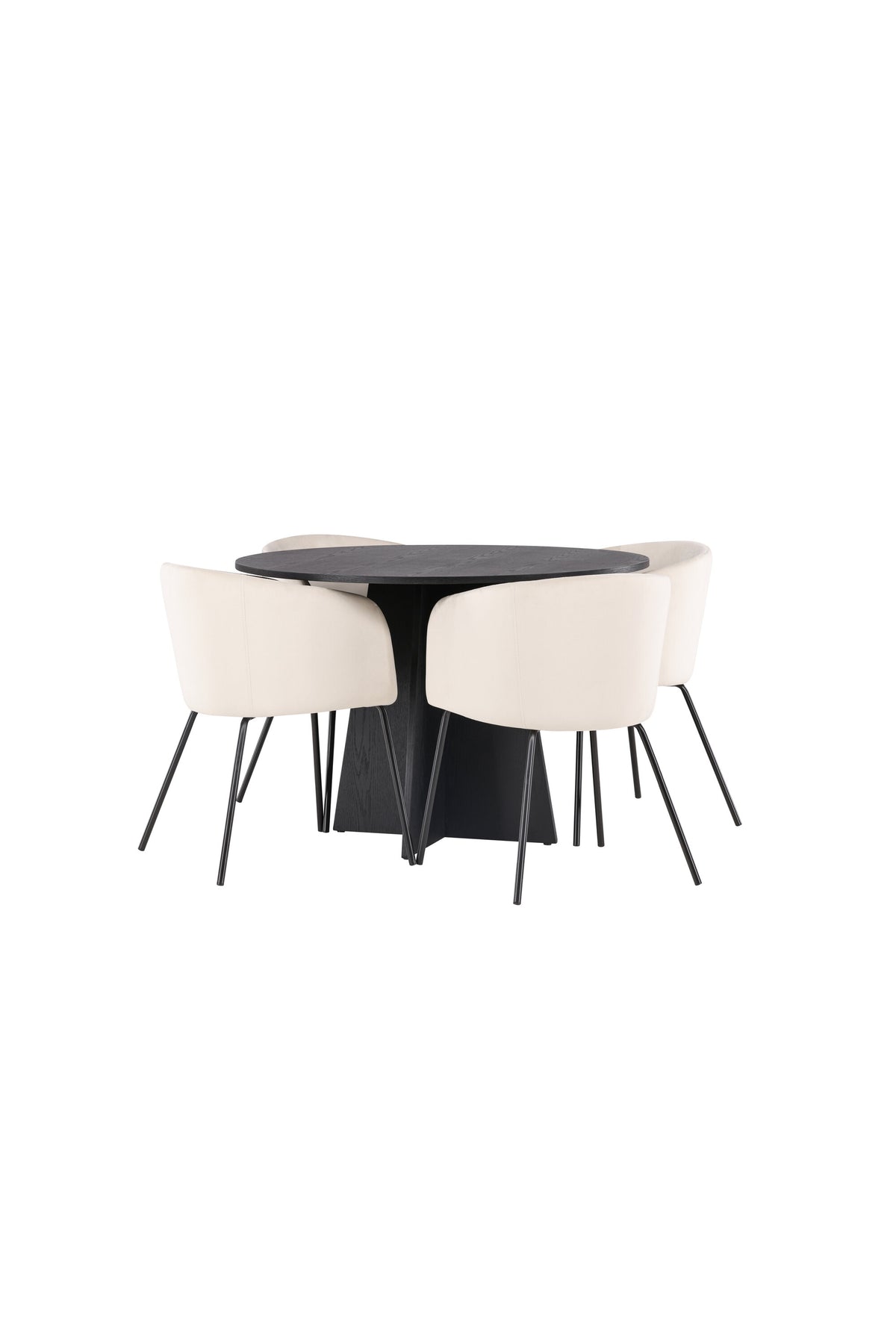 Bootcut Matbord med Berit Stolarna – Bord: ⌀110 Stol: 55x78x55