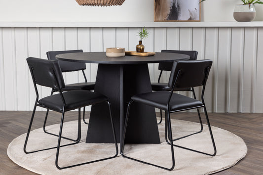 Bootcut Matbord med Kenth Stolarna – Bord: ⌀110 Stol: 52x76x40