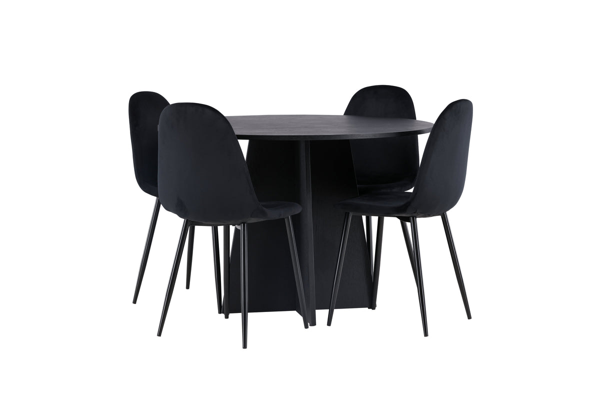 Bootcut Matbord med Polar Stolarna – Bord: ⌀110 Stol: 53,3x88x42,5
