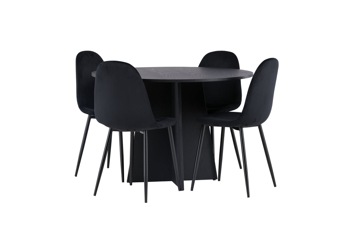 Bootcut Matbord med Polar Stolarna – Bord: ⌀110 Stol: 53,3x88x42,5