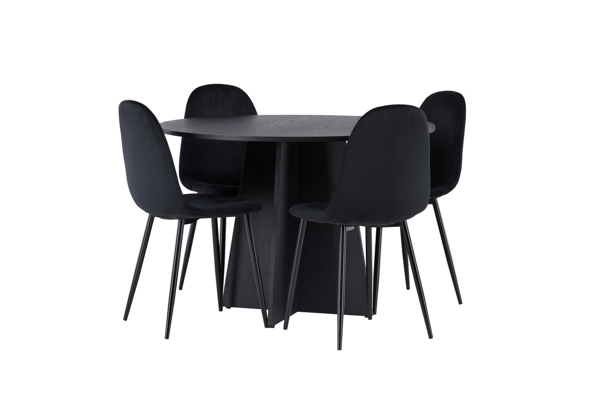Bootcut Matbord med Polar Stolarna – Bord: ⌀110 Stol: 53,3x88x42,5