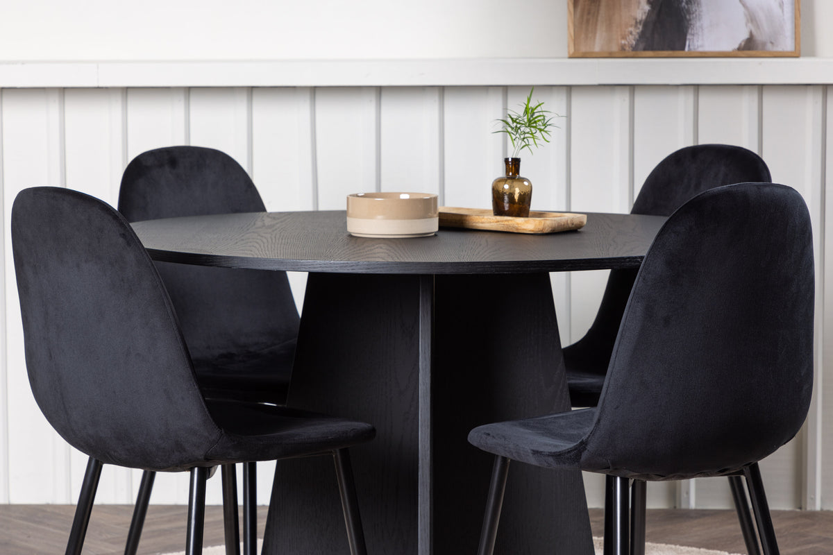 Bootcut Matbord med Polar Stolarna – Bord: ⌀110 Stol: 53,3x88x42,5