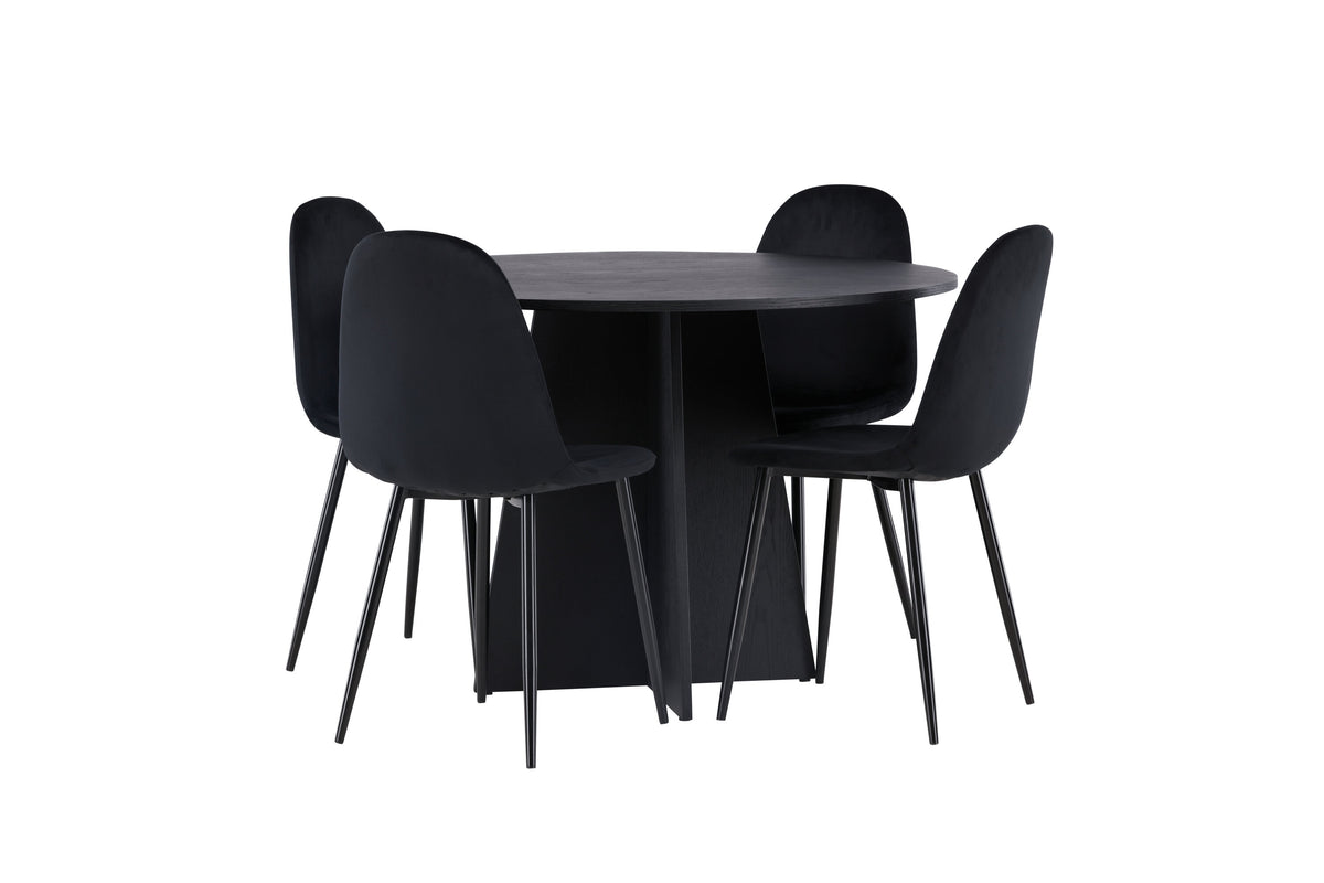 Bootcut Matbord med Polar Stolarna – Bord: ⌀110 Stol: 53,3x88x42,5