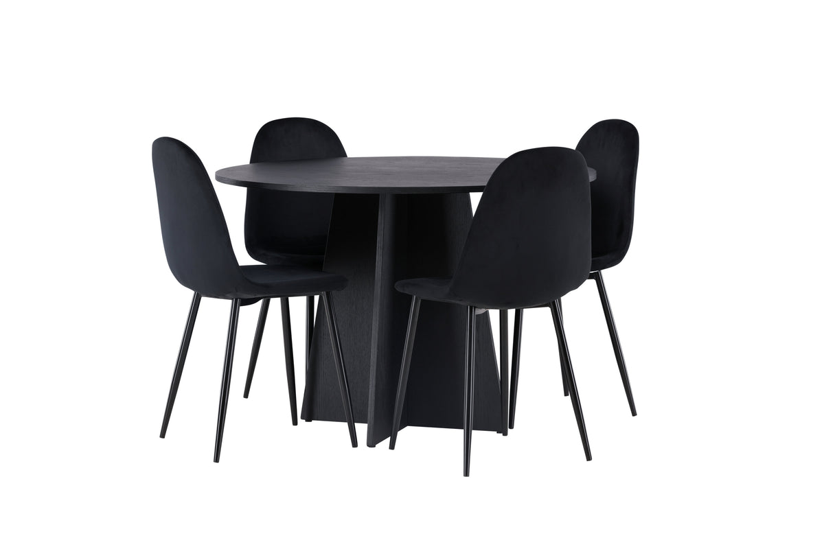 Bootcut Matbord med Polar Stolarna – Bord: ⌀110 Stol: 53,3x88x42,5