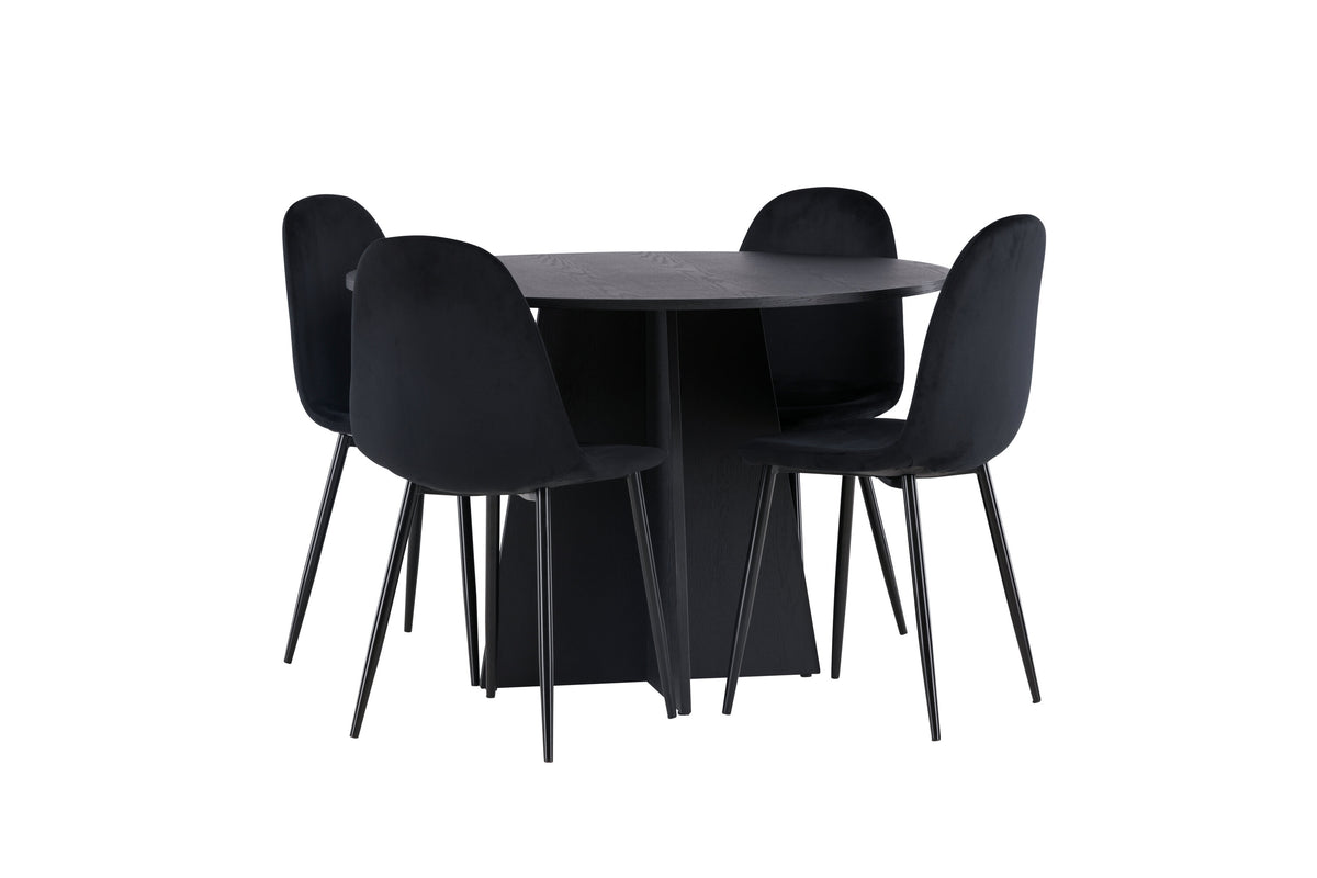 Bootcut Matbord med Polar Stolarna – Bord: ⌀110 Stol: 53,3x88x42,5