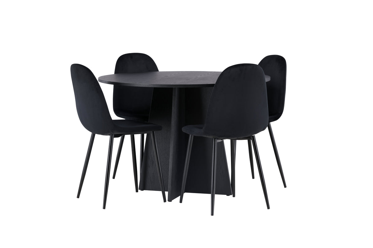 Bootcut Matbord med Polar Stolarna – Bord: ⌀110 Stol: 53,3x88x42,5