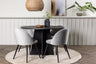 Bootcut Matbord med Velvet Stolarna – Bord: ⌀110 Stol: 57x76,5x50