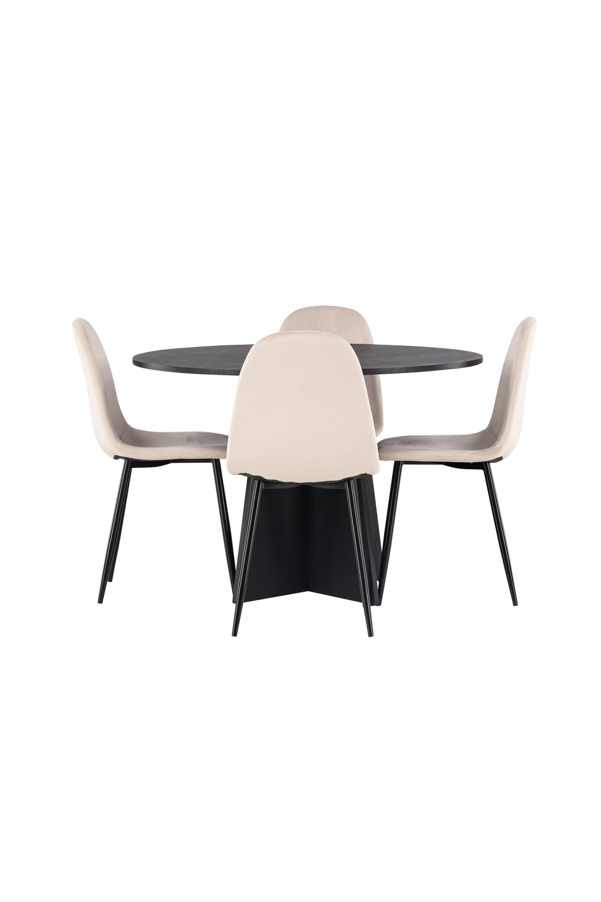 Bootcut Matbord med Polar Stolarna – Bord: ⌀110 Stol: 53,3x88x42,5