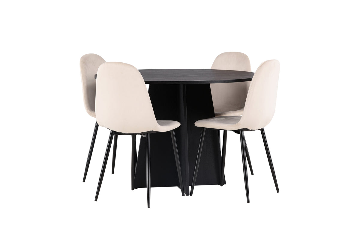 Bootcut Matbord med Polar Stolarna – Bord: ⌀110 Stol: 53,3x88x42,5