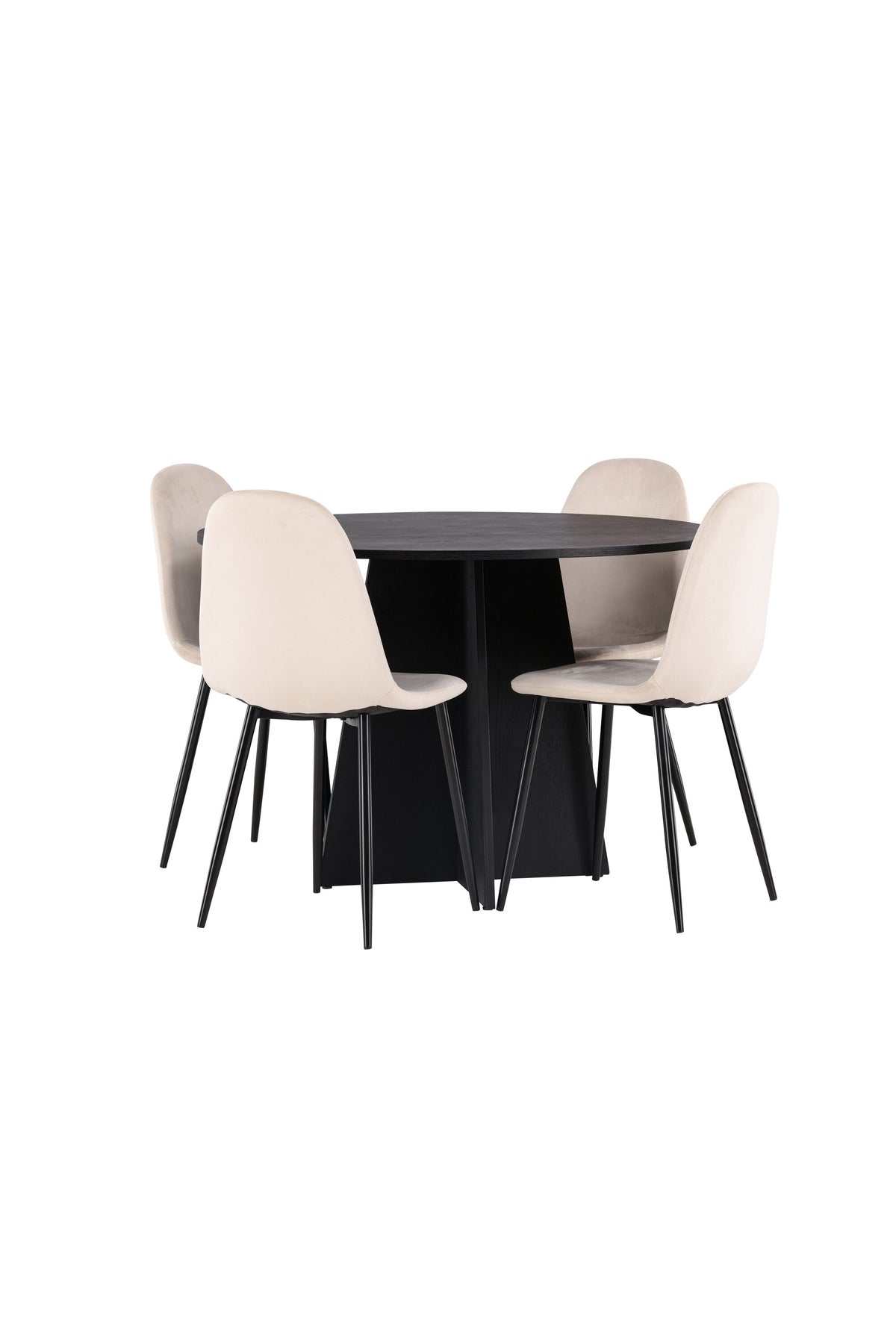 Bootcut Matbord med Polar Stolarna – Bord: ⌀110 Stol: 53,3x88x42,5