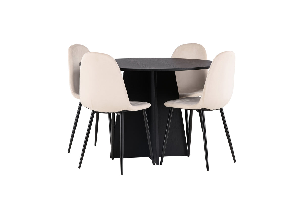 Bootcut Matbord med Polar Stolarna – Bord: ⌀110 Stol: 53,3x88x42,5