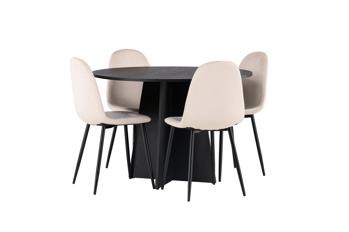 Bootcut Matbord med Polar Stolarna – Bord: ⌀110 Stol: 53,3x88x42,5