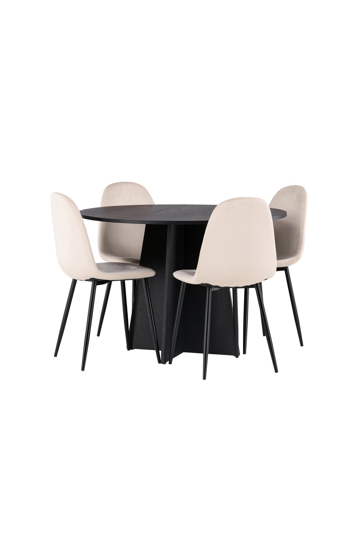 Bootcut Matbord med Polar Stolarna – Bord: ⌀110 Stol: 53,3x88x42,5