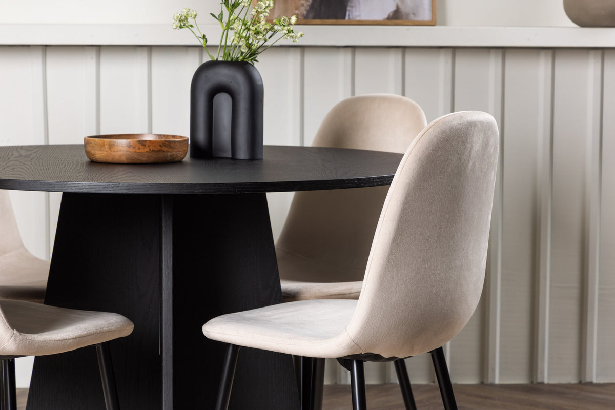 Bootcut Matbord med Polar Stolarna – Bord: ⌀110 Stol: 53,3x88x42,5