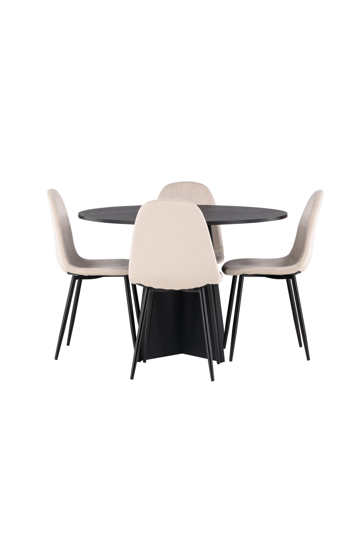 Bootcut Matbord med Polar Stolarna – Bord: ⌀110 Stol: 53,3x88x42,5