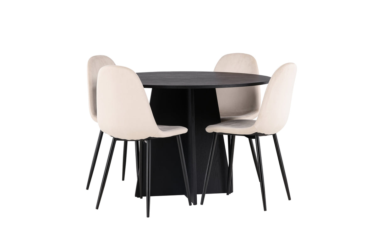 Bootcut Matbord med Polar Stolarna – Bord: ⌀110 Stol: 53,3x88x42,5