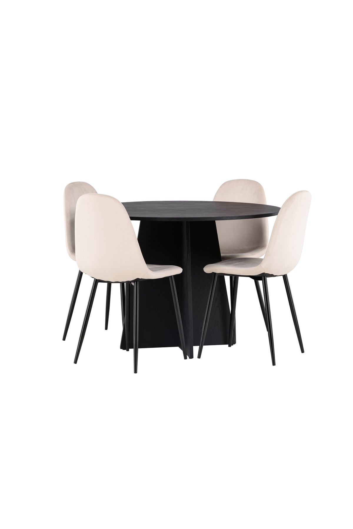 Bootcut Matbord med Polar Stolarna – Bord: ⌀110 Stol: 53,3x88x42,5