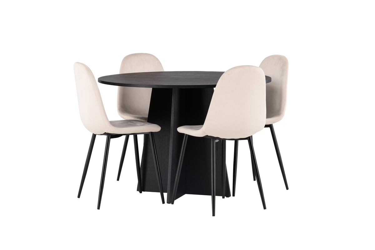 Bootcut Matbord med Polar Stolarna – Bord: ⌀110 Stol: 53,3x88x42,5