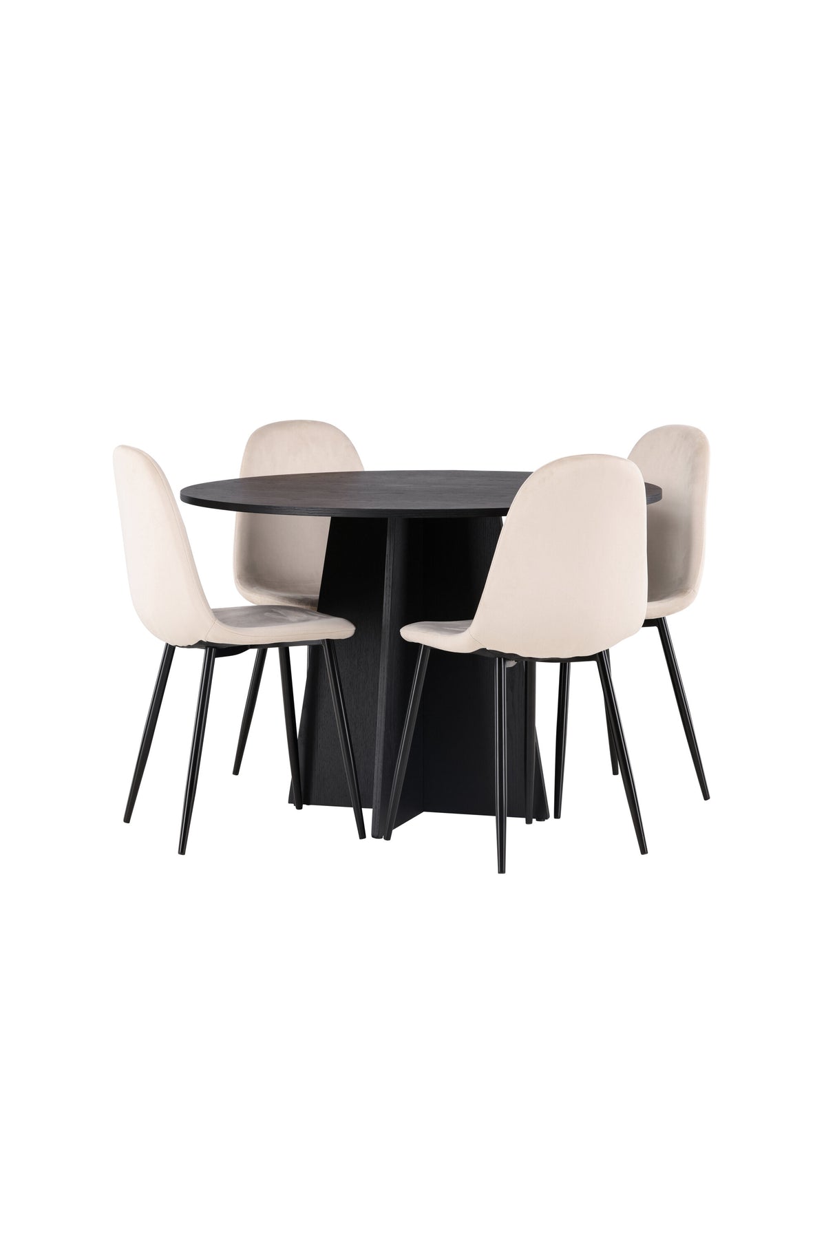 Bootcut Matbord med Polar Stolarna – Bord: ⌀110 Stol: 53,3x88x42,5